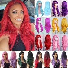 Mermaid Ariel Long Wavy Full Wig Synthetic Hair Cosplay Halloween Wig Orange Red