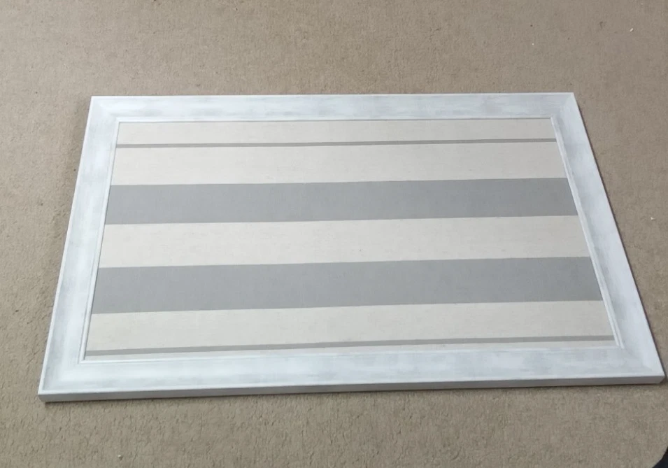 Unbranded Striped Gray Fabric Framed Bulletin Board 29" X 18" - Image 2 of 4