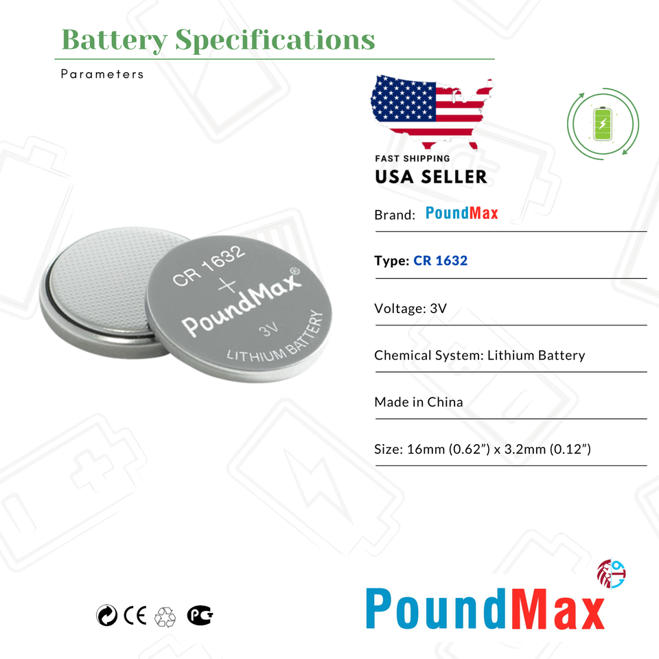6 Batterie CR1632 3V Al Litio – Per Chiavi Auto, Ciclocomputer E LED – Confezione Di Sicurezza Per Bambini - 3