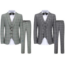 Men's Slim-Fit 3PC Glen Plaid Suit