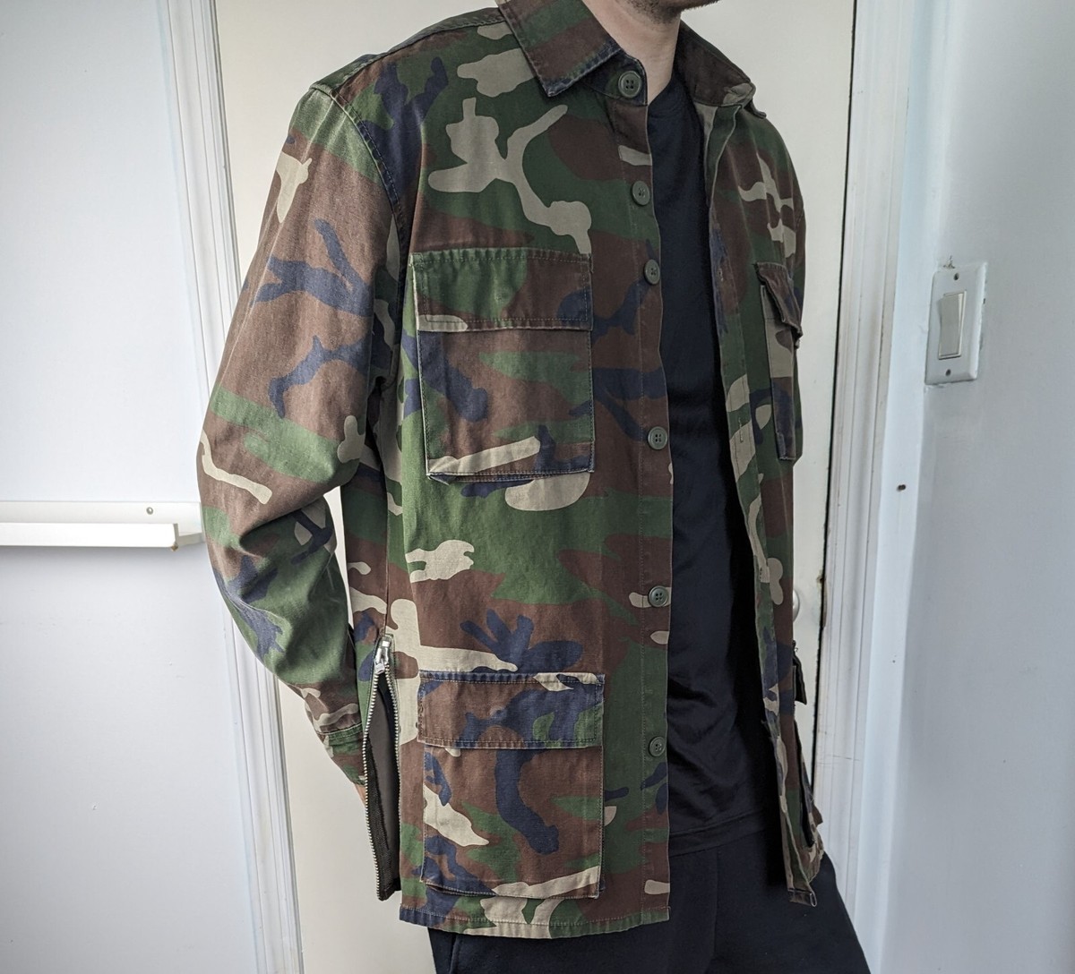 Men's Fog Fear Of God Collection One Camo Jacket Shirt Woodland View 4