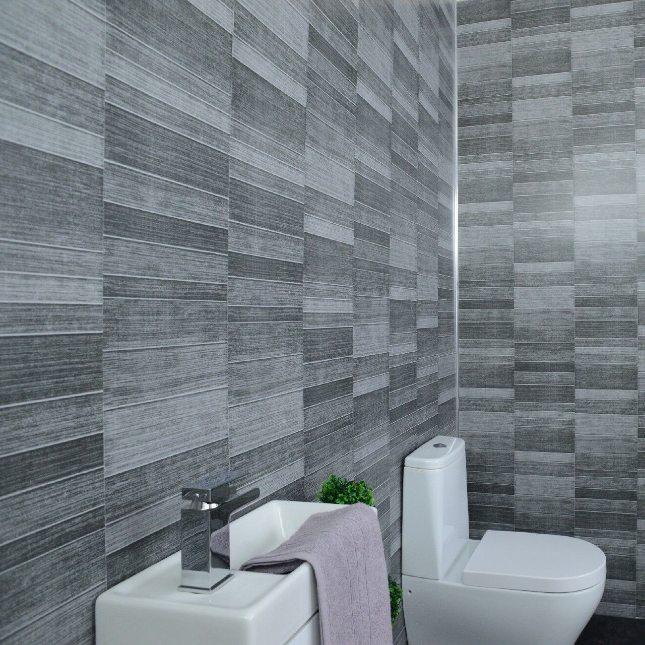 Grey Bathroom Cladding Tile Effect 5mm PVC Wall Panels