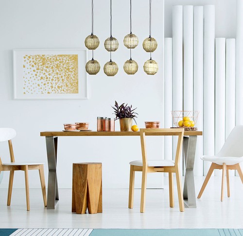 Lampada Pendente Luce Tavolo da Pranzo Lampada da Cucina Treccia Sfera H 140 CM - Foto 6 di 6