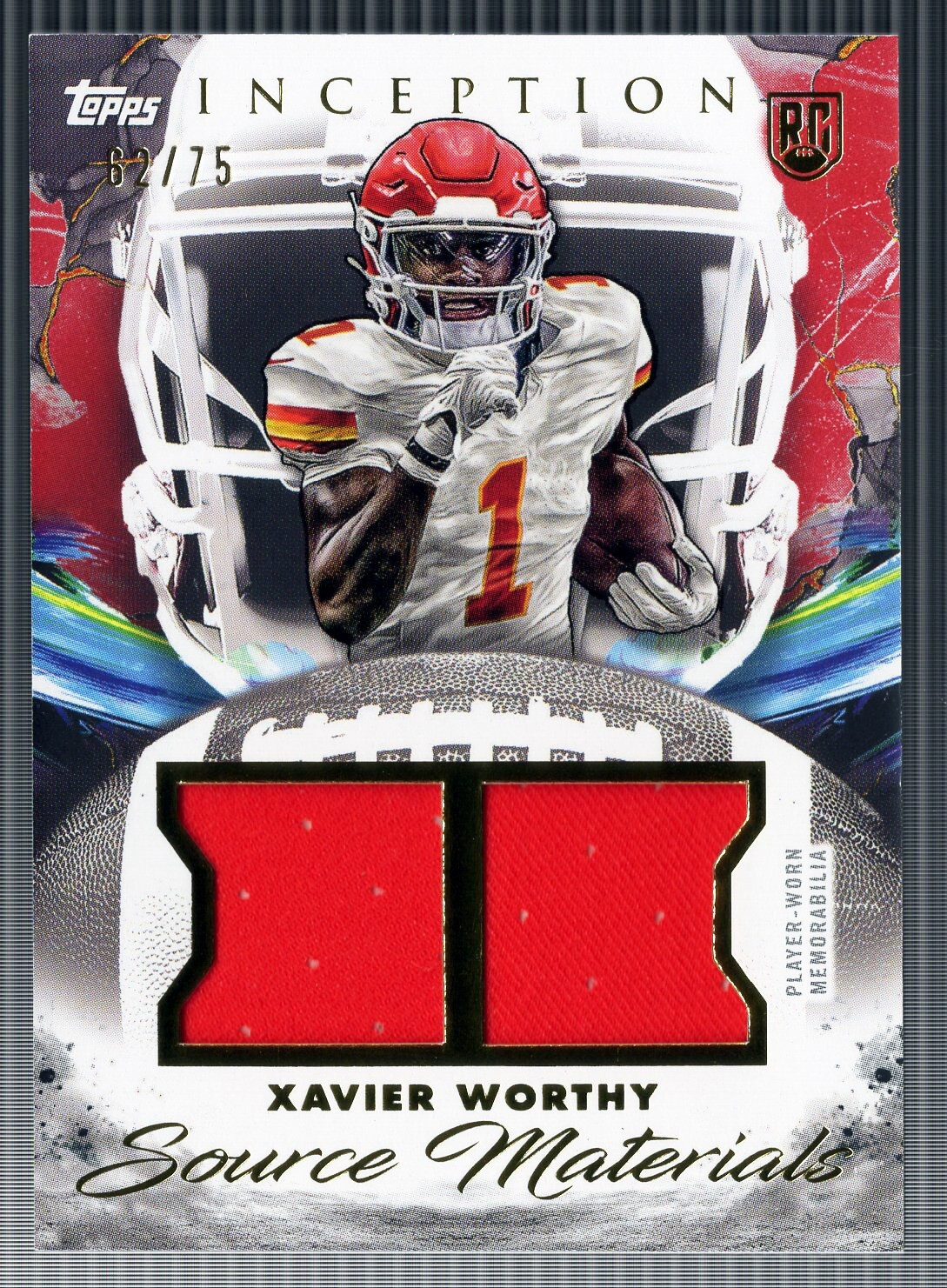 Xavier Worthy Topps Inception Source Materials #SMXW Red