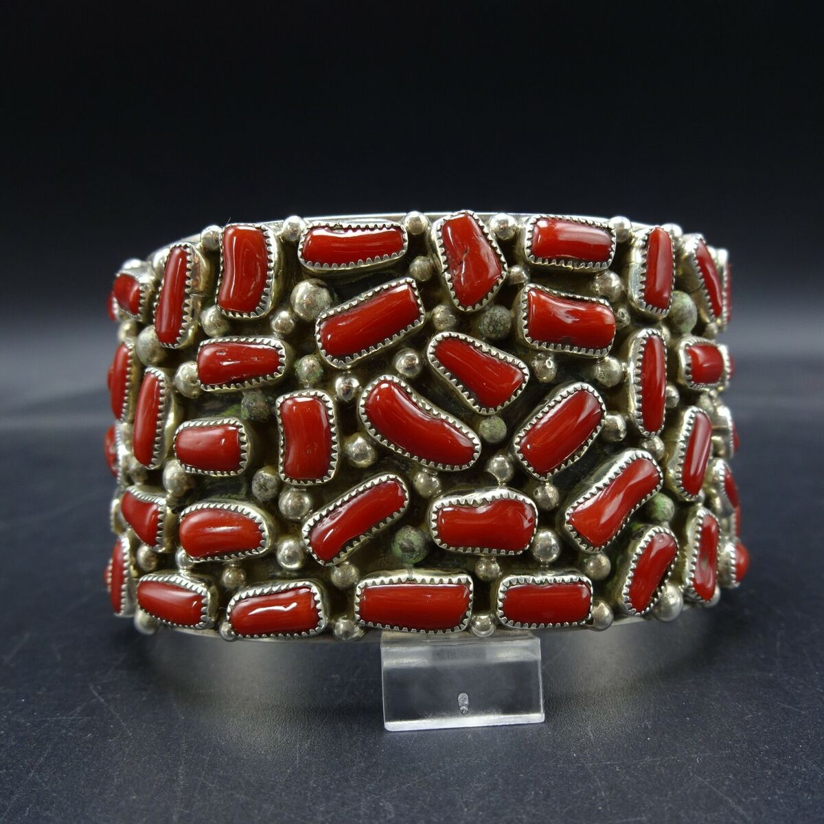 Outstanding Darlne Begay Native American Navajo Signed Coral Sterling Silver Bracelet Outstanding Darlne Begay Native American Navajo Signed Coral Sterling Silver Bracelet