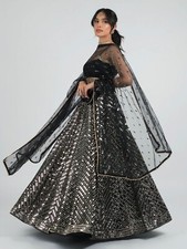 Party Wear Black Color Faux Georgette Lehenga Choli And Fancy Dupatta For Women