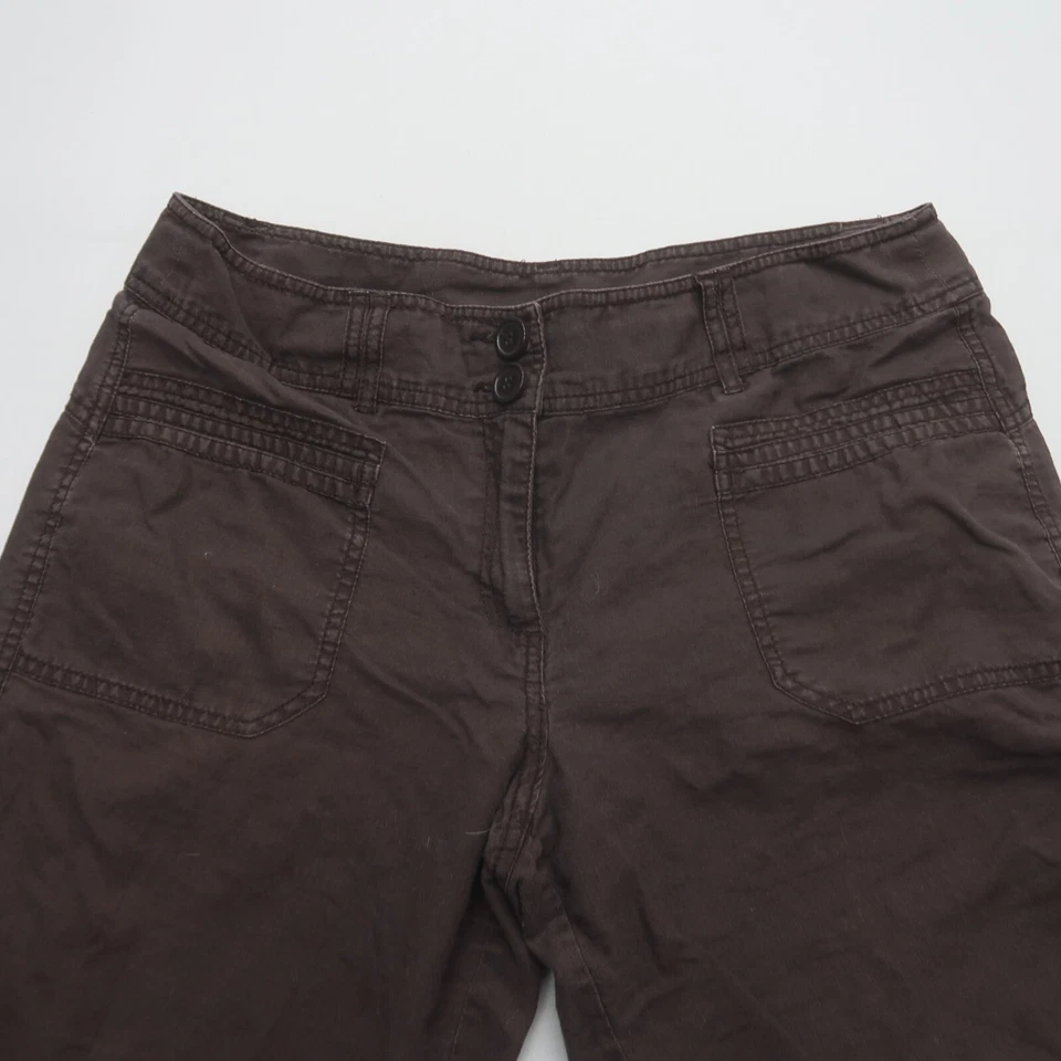 Pantalones capri informales de tiro medio H&M para mujer de mezcla de lino talla 12 marrón pierna recta Foto 3 de 4