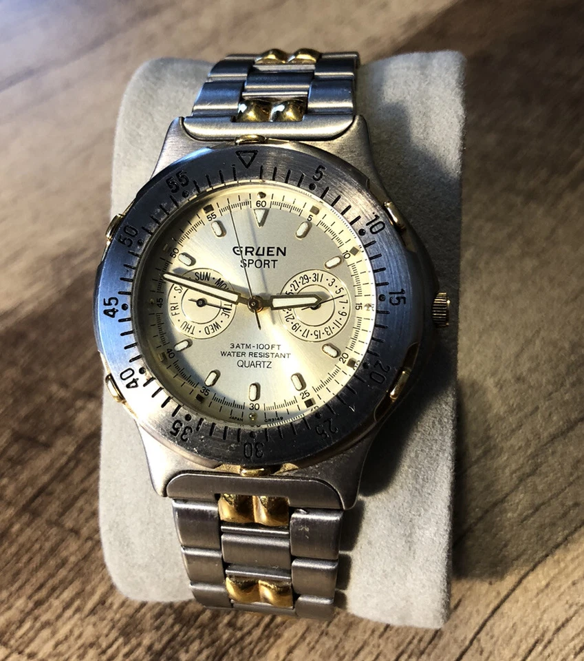 Reloj Mujer Vintage Gruen Sport Tono Plateado y Dorado Batería Nueva Hecho en Japón Foto 3 de 4