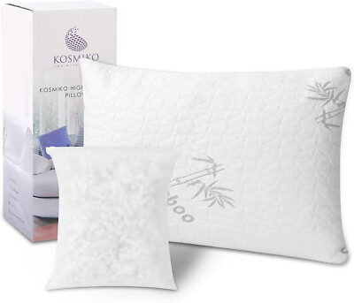 KOSMIKO Bamboo Pillow   Adjustable Shredded Memory Foam (Queen Size, Pack of 1)