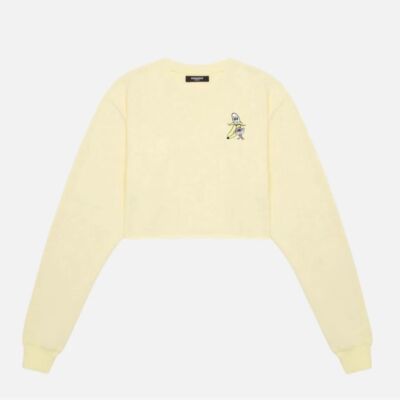 Bananas Monkey women's homies cropped crew sweater yellow size L/XL
