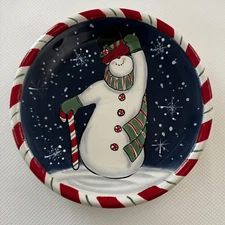 Certified International Susan Winget Snowman Snowflake Christmas Cookie Plate
