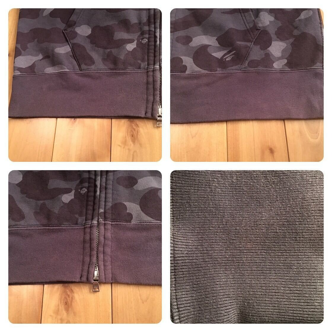BAPE Color camo double shark full zip hoodie Burgundy A Bathing