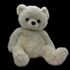 Aurora World White Plush Floppy Teddy Bear 17" Tall w/Plastic Eyes Flocked Nose