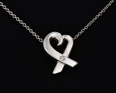 Tiffany & Co Diamant Silber Paloma Picasso liebevolles Herz Anhänger Halskette in Box