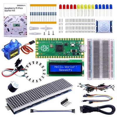 Basic Starter Kit for Raspberry Pi Pico, with Breadboard, I2C 1602 LCD Displa...
