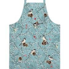 Michel Design Works Winterberry & Balsam Apron with Pockets Holiday Chickadees