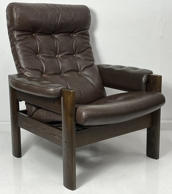 Vintage 1970's Mid Century Ekornes Stressless ''AMIGO'' Brown Leather Recliner