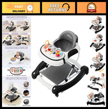 5-in-1 Adjustable Baby Walker with Music, Lights, Activity Center  Feeding Tray