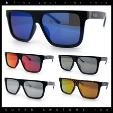 Kush Mens Color Mirror Flat Top Urban Fashion Horn Rim Sunglasses