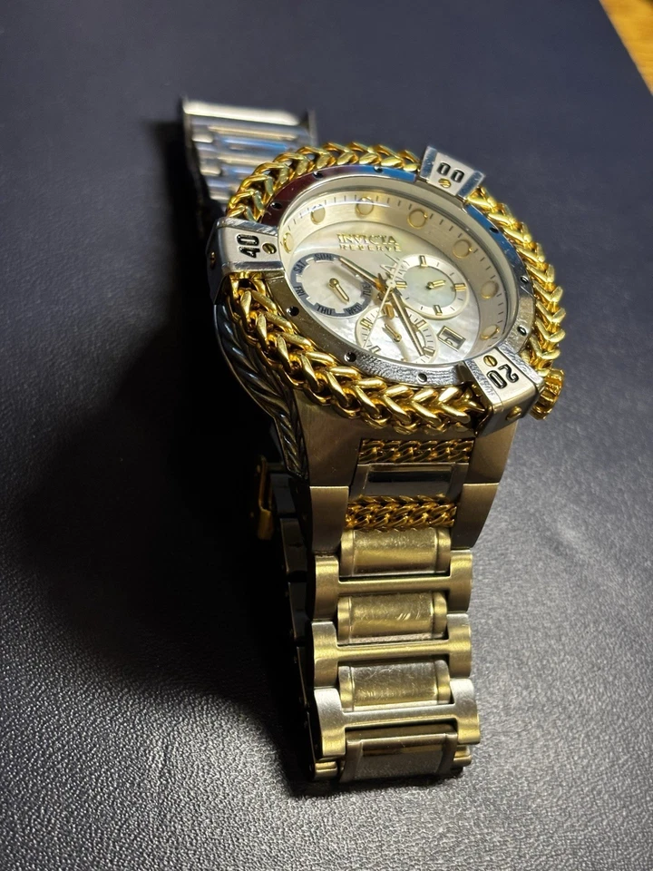 Reloj INVICTA Reserve Hércules Cuarzo Oro Acero Plata BLANCO MOP 🐚 Banda 34839 Foto 3 de 4