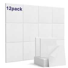 9 In. X 9 In. X 0.4 In. White Square Self-Adhesive Acoustic Panels, 12-Pack