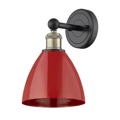 Innovations Edison Plymouth Dome 1Lt 8'' Sconce, BKB/Red - 616-1W-BAB-MBD-75-RD