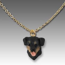Dog on Chain ROTTWEILER Resin Dog Head Necklace Pendant