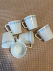 Pyrex Blue Snowflake Garland Mugs Set Of 6 Coffee Cups - D Handle Vintage