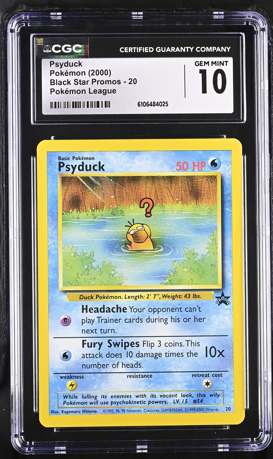 CGC 10 Psyduck 2000 Black Star Promo 20 Pokémon League Graded Pokemon Card