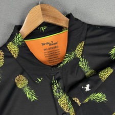 Birdie Bound Polo Shirt Mens 3XL Black Pineapple All Over Print Performance Golf