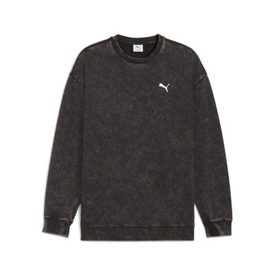 PUMA Elevated Essentials Acid Wash Crew Neck Fleece Sweatshirt Mens Black  68805