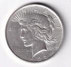 1922 Peace Silver Dollar $1 Coin 90% Silver n.233