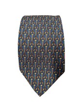 Vintage Polo Ralph Lauren Equestrian Silk Tie Blue Green Brown USA Made Preppy