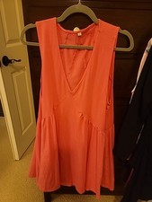 NWOT Womens Bright Pink Sleeveless Vneck Flowy Sundress Size Small