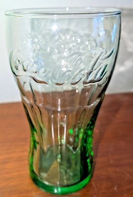 Coca-Cola Green Flared Ribbed  6'' Tumbler Drinking Glass 16 oz. Mint