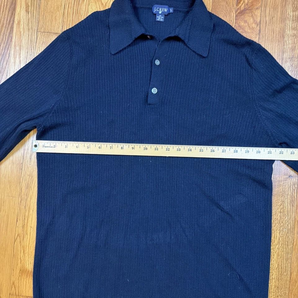 Suéter Polo Vintage Años 90 J Crew Lana Merino Para Hombres XL Alto Clásico Acanalado Azul Foto 4 de 4