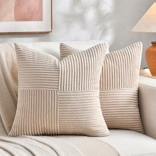 2 Packs Decorative Throw Pillow Covers 16x16 Inch 16" x 16" Pack of 2 Tan