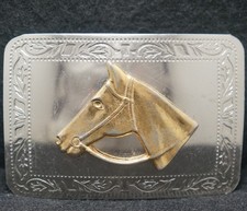 XE29132 SWEET VINTAGE 1970s HORSE HEAD ANIMAL WESTERN STYLE MENS BELT BUCKLE