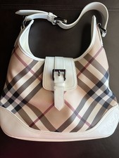 Burberry  Brooke Nova Check  Large White Hobo Shoulder Bag