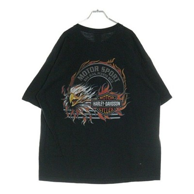 Harley Davidson Vintage 2XL Black Eagle Flame T-Shirt Kurzarm Gebraucht