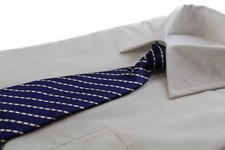Kids Boys Navy White Diagonal Patterned Elastic Neck Tie - Orange Black