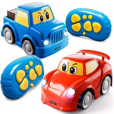 Remote Control Car for Toddlers 1-3 2-4 3-5, 2 Pack Cartoon 2.4 GHz RC Cars f...