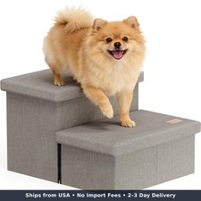 2-Step Wide Dog Stairs With Storage 11 H Non-slip Sturdy Pet Steps For Couch