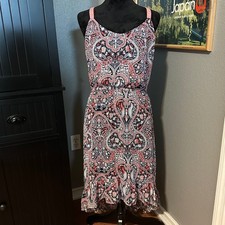 Maurices Medium Paisley Floral Midi Dress Sleeveless Racerback Boho Resort