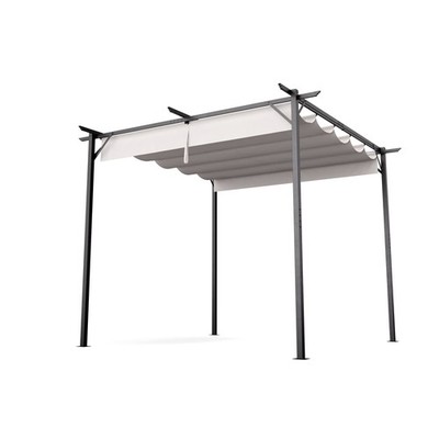 Pavillon 3x3 m Garten Pergola mit Sonnen Dach Wasserdichtes Gazebo Zelt Beige 