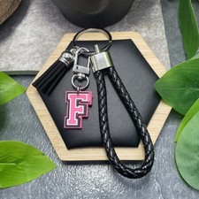 5 Stainless Steel Tassel Initial F Charm Wristlet Keychain New Free Ship D1675