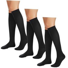 3-Pack Women's Over the Calf Knee High Trouser Socks, Comfortable Black