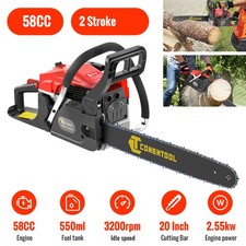 58cc Gas Powered Chainsaw with 20'' Guide Bar Saw Chain 2-Stroke Engine Cut Wood