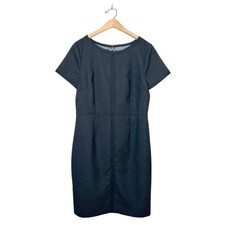 Talbots Womens Classic Navy Blue Polka Dot Business Casual Career Mini Dress 10