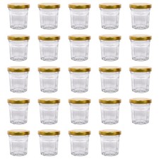 24x 30ml Glass Jam Jars with Gold Lids Chutney Preserve Honey Pickle Storage